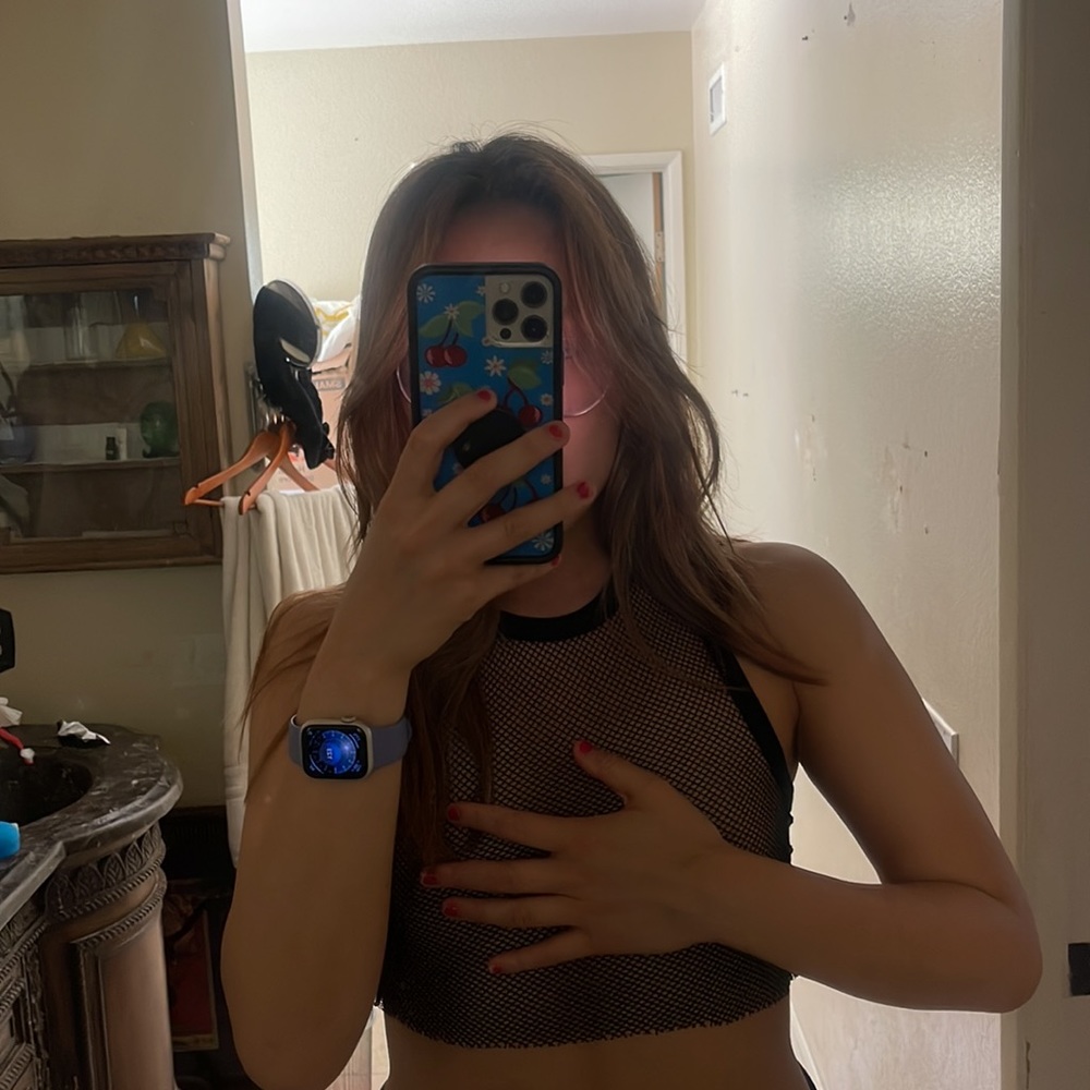 Fishnet crop racer back